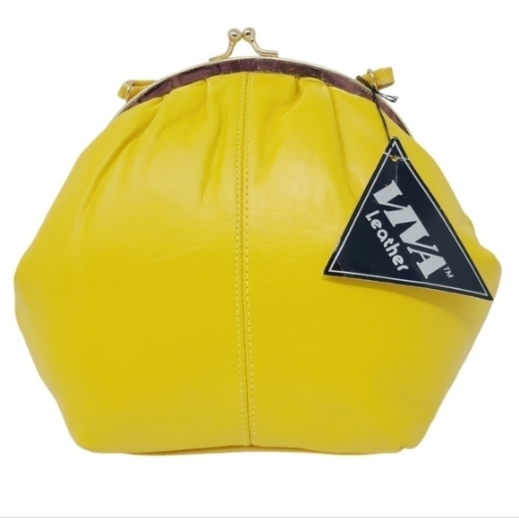 Viva Leather | Women's Yellow Gold Leather Mini or Crossbody Bag (One Size) - Picture 1 of 13